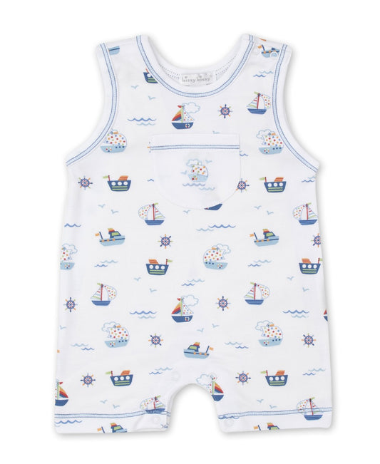 Kissy Kissy Baby Boys Blue Boats at Sea Sleeveless Romper