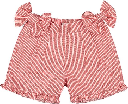 Sal & Pimenta Girls Poppy Shorts - Red Stripes with Bows by Sal & Pimenta