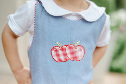 Proper Peony Boys Jon Jon - Blue Chambray - Red Autumn Apples