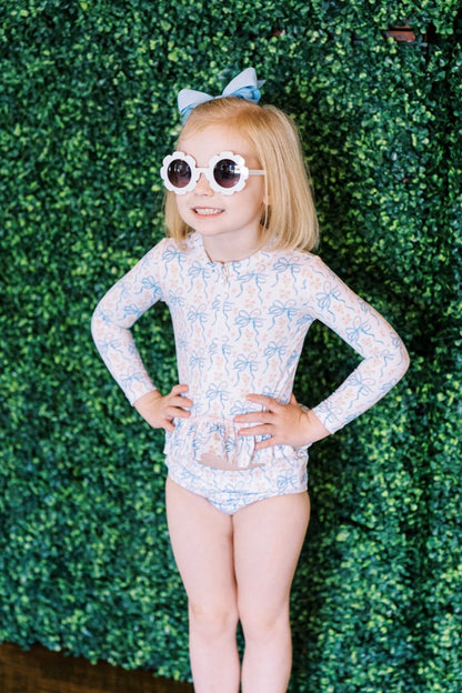 Proper Peony Girls Blossom Bows Rash Guard Set