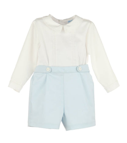 Luli & Me Toddler Boys Classic Light Blue Dressy Shorts Set