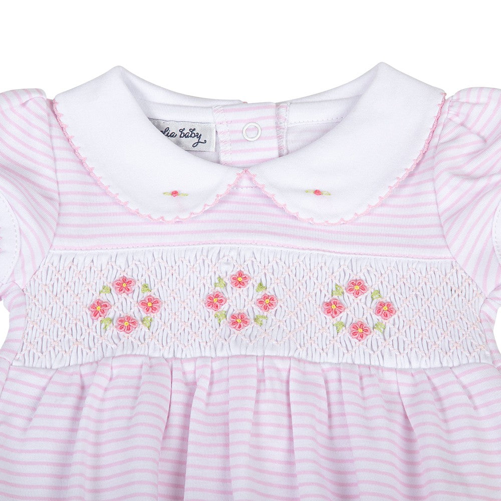 Magnolia Baby Girls Lilly and Logan Smocked Bubble - Pink