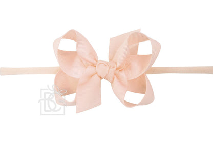 Beyond Creations Girls 1/4" Pantyhose Headband with Attached Bow - Grosgrain - Light Coral
