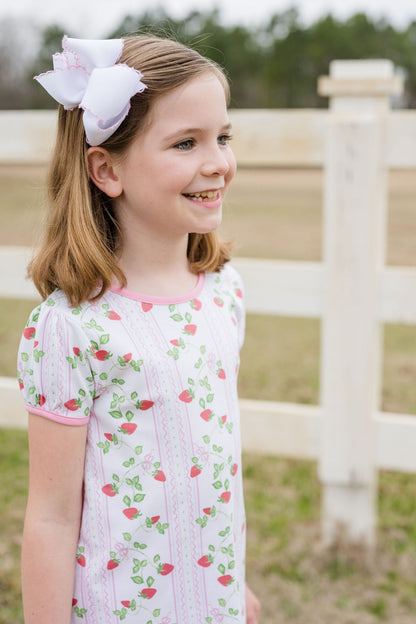 James & Lottie Girls Pink Knit Play Dress - Berry Sweet