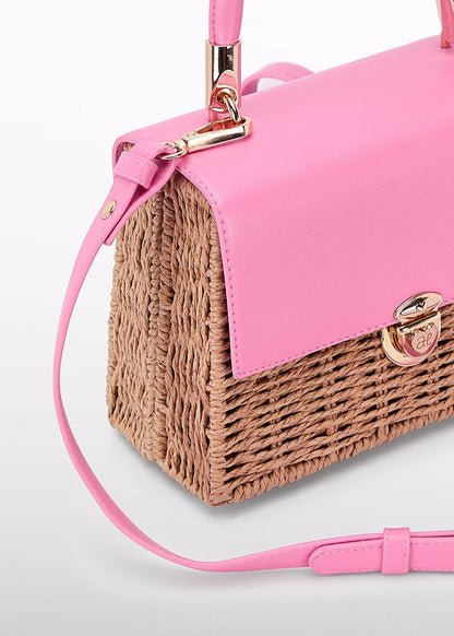 Abel & Lula Girls Basket Handbag Purse - Fuchsia Pink Trim