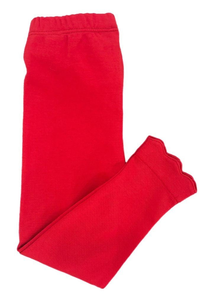 James & Lottie Girls Scalloped Leggings - Red