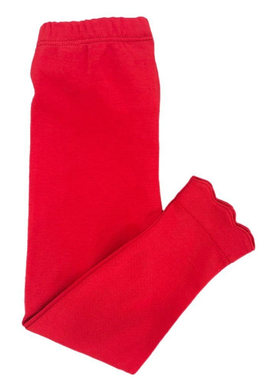 James & Lottie Girls Scalloped Leggings - Red