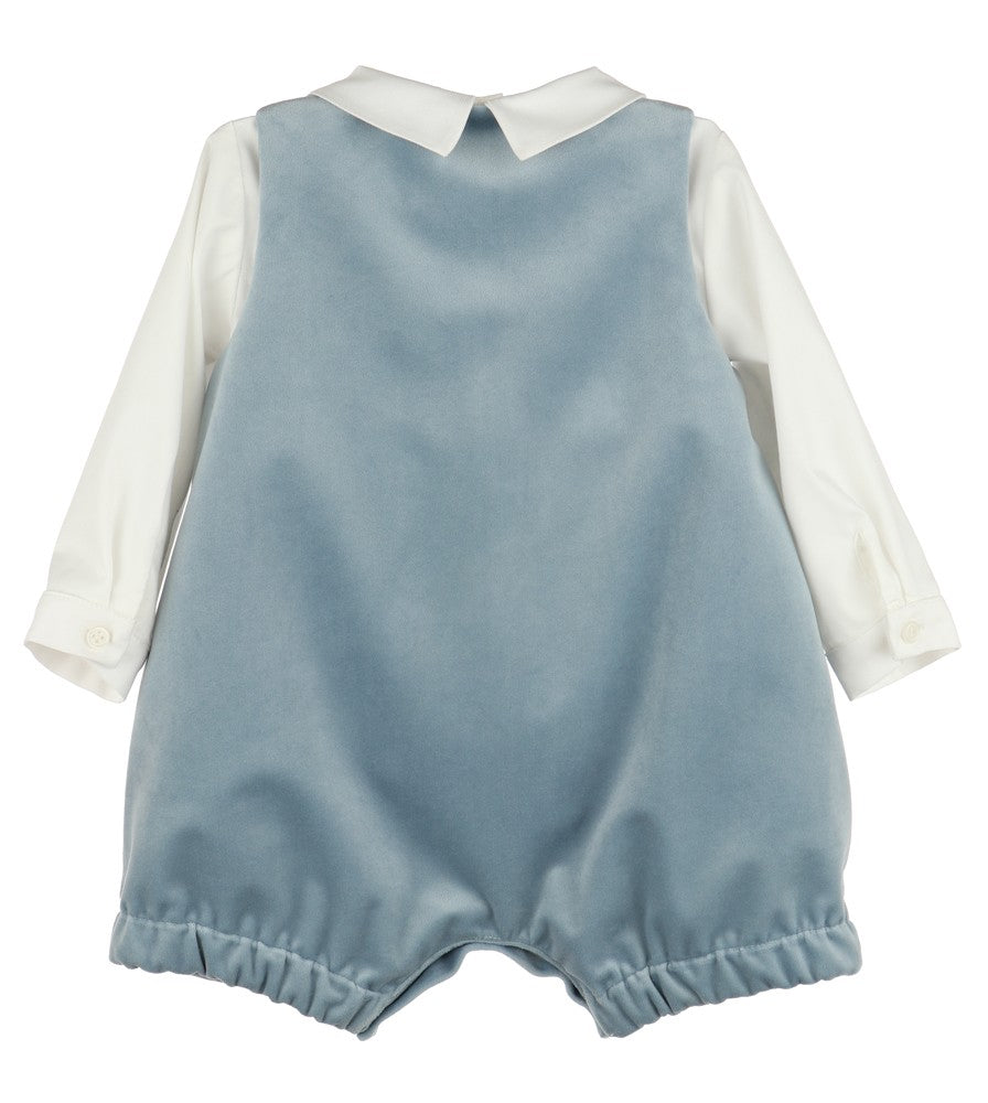 Luli & Me Boys Dressy Jon Jon with Shirt - Velvet - French Blue