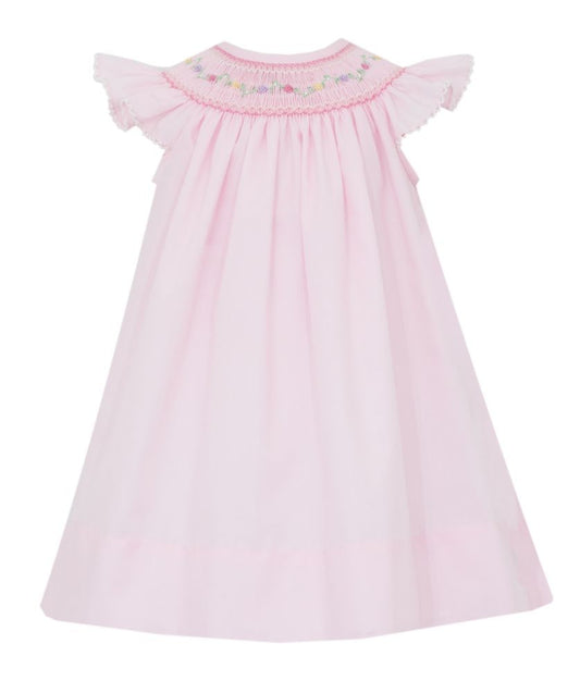 Petit Bebe Girls Pink Poplin Angel Wing Smocked Bishop Dress by Petit Bebe