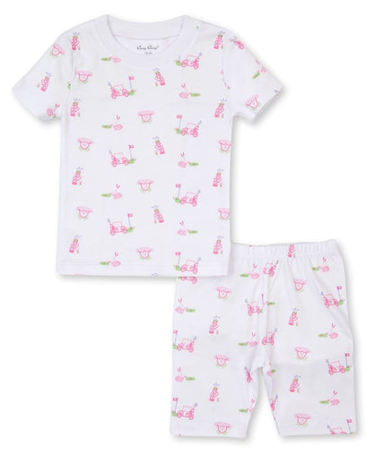 Kissy Kissy Girls Pink Longest Drive Golf Print Short Pajamas