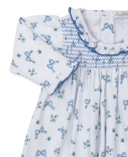 Kissy Kissy Baby Girls Smocked Dress Set - Blue Blooming Bows