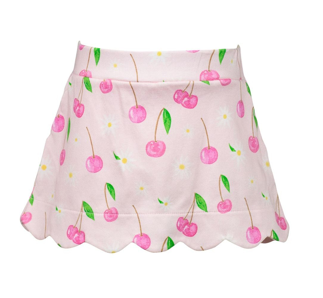 Proper Peony Pima Girls Pink Cherry Blooms Scallop Skort by Proper Peony