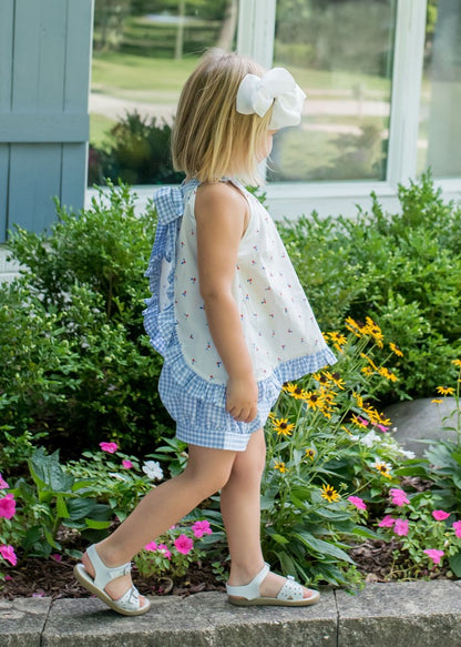 James & Lottie Girls Tally Tie Bloomers / Banded Shorts Set - Cherry