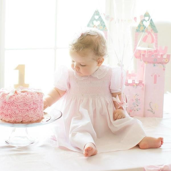 Feltman Brothers Baby Girls Midgie Smocked Dress with Lace Collar - Pink 18M Feltman Brothers Baby Girls Midgie Smocked Dress with Lace Collar - Pink 18M