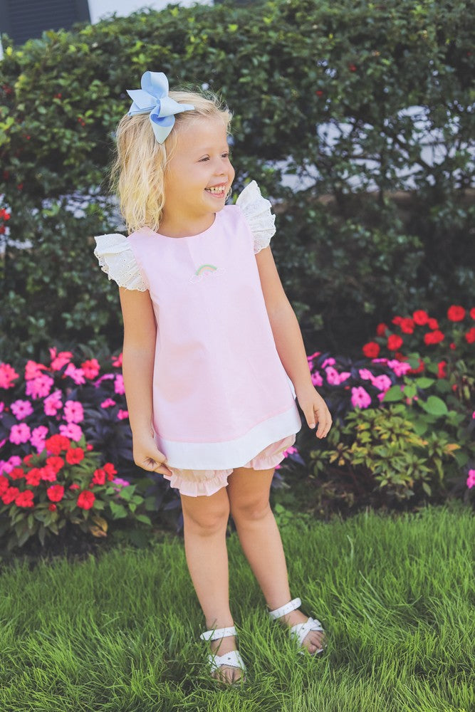Proper Peony Girls Bloomer Set - Pink Rory Rainbow