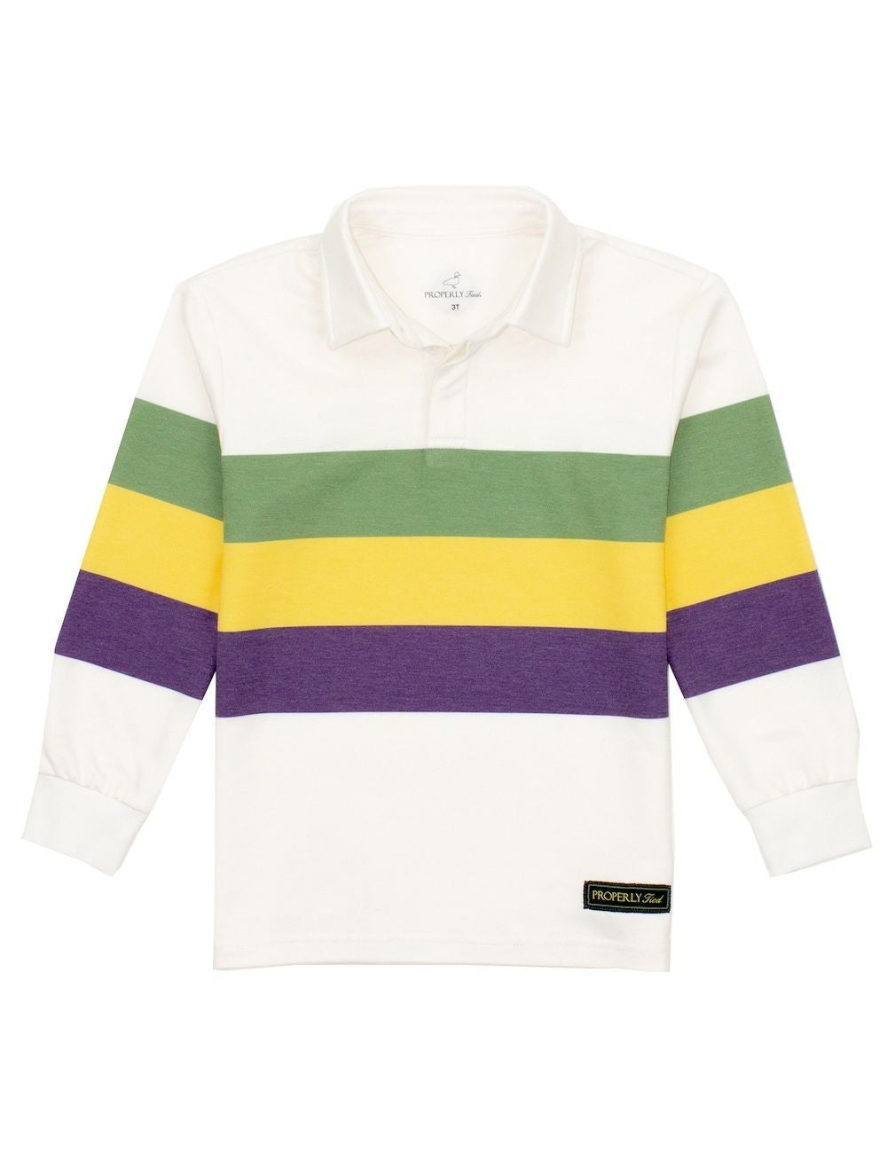 Properly Tied Boys Performance Rugby Shirt - Mardi Gras Stripes
