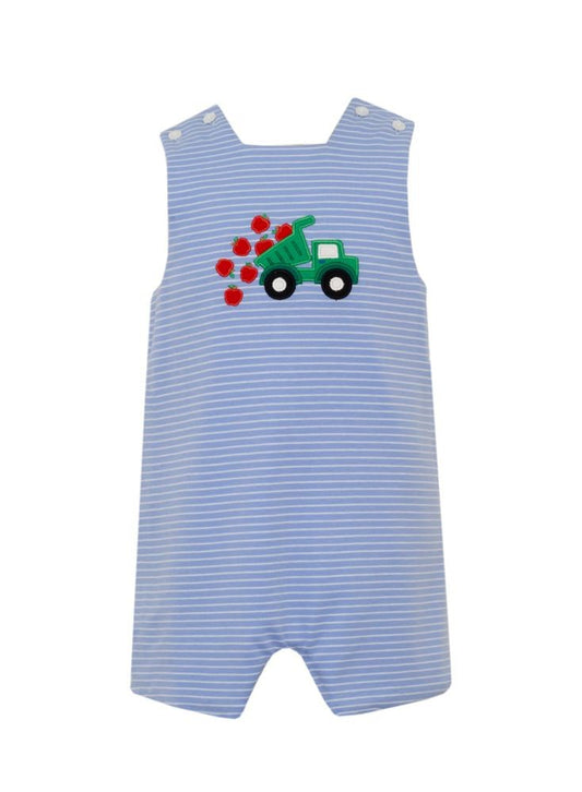 Claire & Charlie Boys Periwinkle Blue Knit Jon Jon - Apples Dump Truck