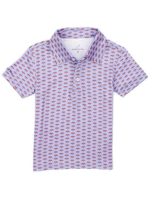 Properly Tied Boys Inlet Polo Shirt - Patriotic Freedom Flag by Properly Tied