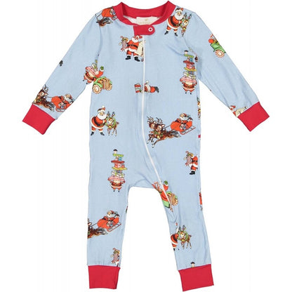 Sal & Pimenta Boys Pajamas - One Piece - Busy Santa Blue