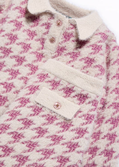 Abel & Lula Girls Pink Houndstooth Sweater Knit Skirt Set