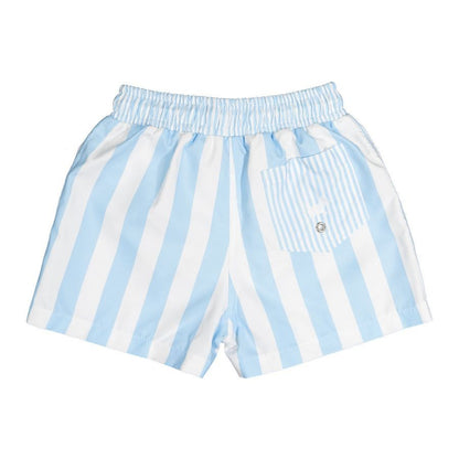 Sal & Pimenta Boys Swim Trunks - Blue & White Stripes Duo