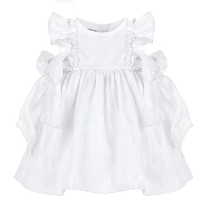 Sophie & Lucas Girls White Gingham Dress with Side Bows
