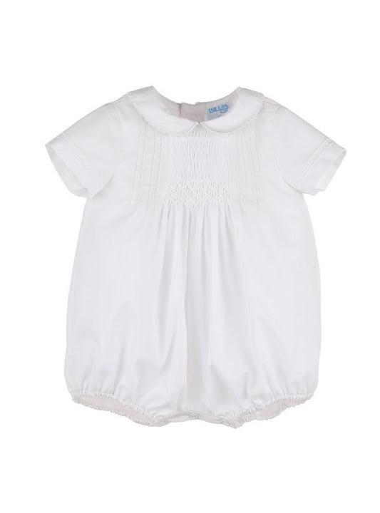 Luli & Me Baby Boys Sweet Smocked White Bubble by Luli & Me