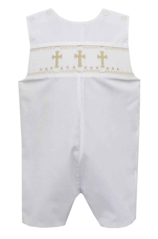 Petit Bebe Toddler Boys White Jon Jon - Smocked Ecru Crosses by Petit Bebe