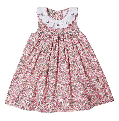 Marco & Lizzy Girls Pink Floral Sleeveless Float Dress - Embroidered Collar 6 Marco & Lizzy Girls Pink Floral Sleeveless Float Dress - Embroidered Collar 6
