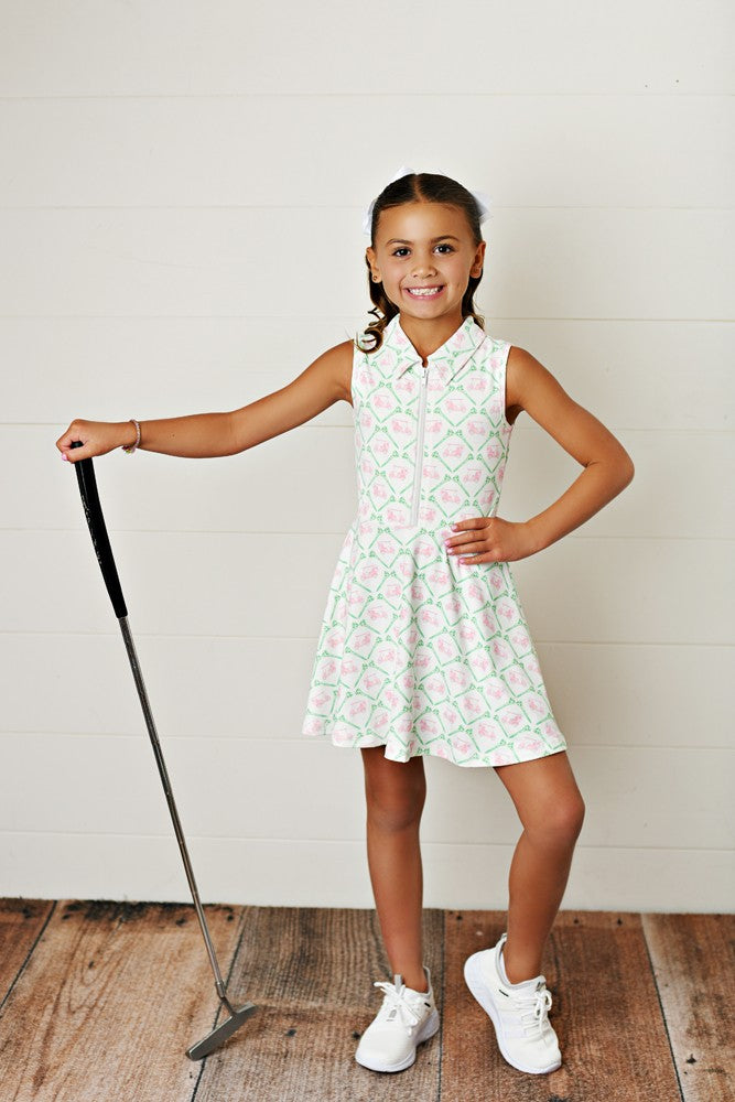 Swoon Baby Active Girls Pink Golf Cart Par-Tee Trellis Tennis Dress