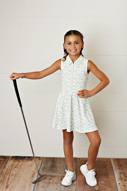 Swoon Baby Active Girls Pink Golf Cart Par-Tee Trellis Tennis Dress