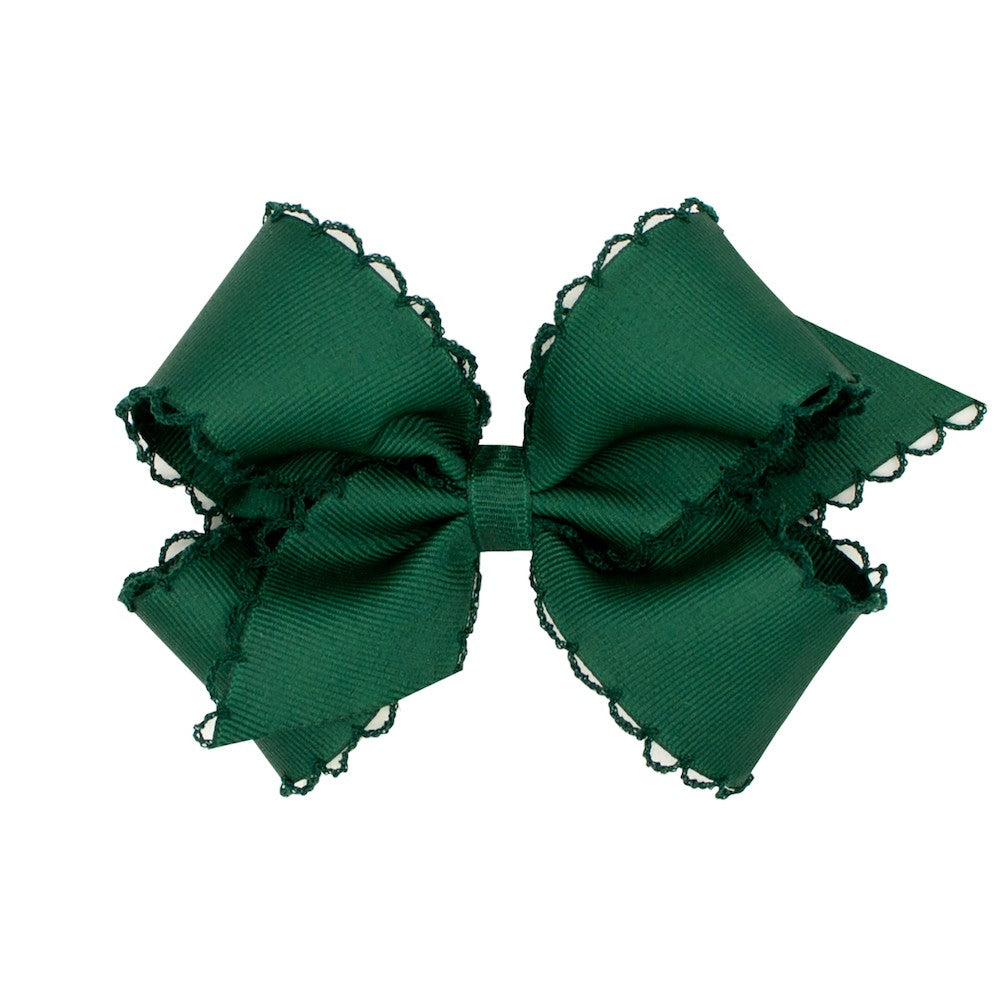 Wee Ones Girls Hair Bow - Monotone Moonstitch - Forest Green
