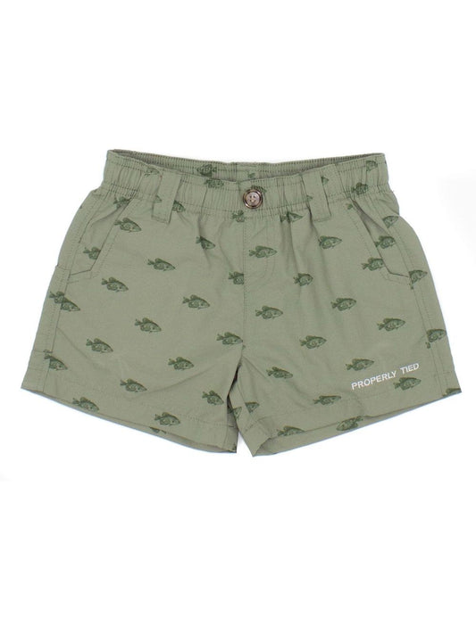 Properly Tied Boys Mallard 2.0 Shorts - Olive Green Crappie