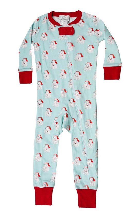 Proper Peony Pima One Piece Zipper Pajamas - Jolly Santa by Proper Peony