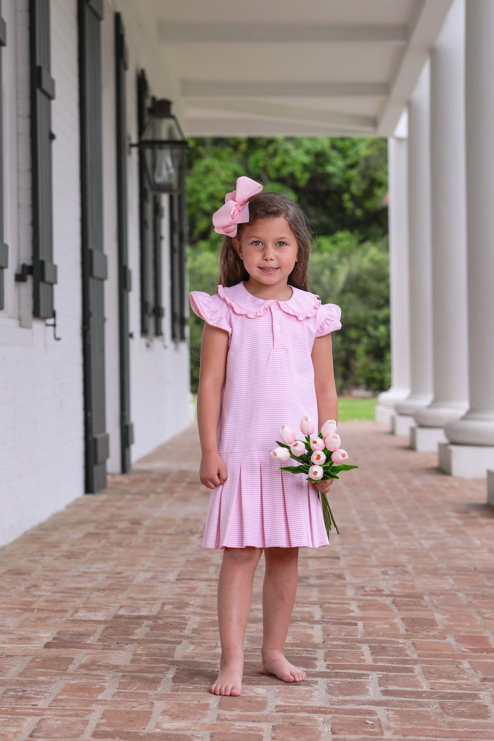 Trotter Street Kids Girls Camilla Knit Dress - Pink Stripe 2 Trotter Street Kids Girls Camilla Knit Dress - Pink Stripe 2