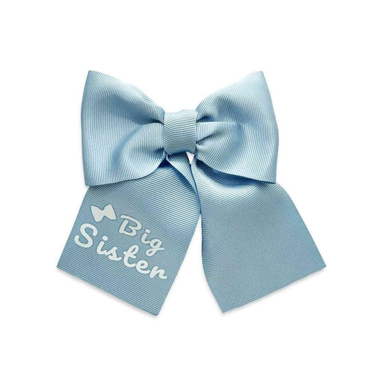 Eva's House Girls Grosgrain Sailor Hair Bow - Big Sister on Blue