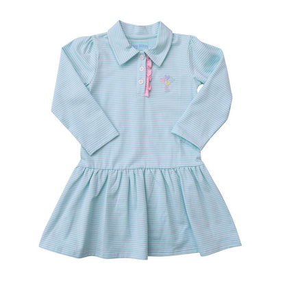 Itsy Bitsy Girls Aqua Striped Polo Dress - Mouse Balloons