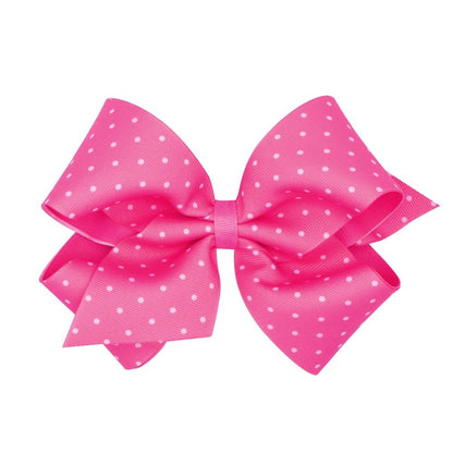 Wee Ones Girls Grosgrain Hair Bow - Tiny Dots - Hot Pink