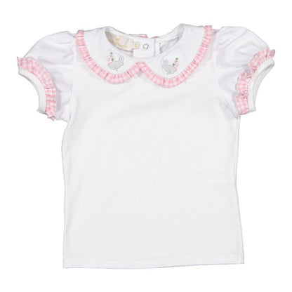 Sal & Pimenta Girls Blouse - Pink Garden Bunny Collar