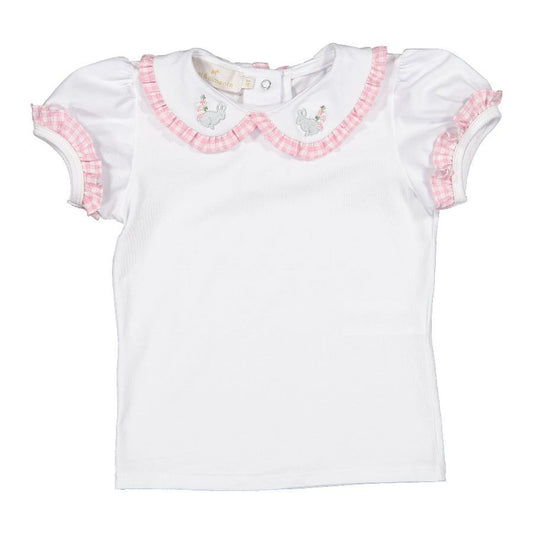 Sal & Pimenta Girls Blouse - Pink Garden Bunny Collar