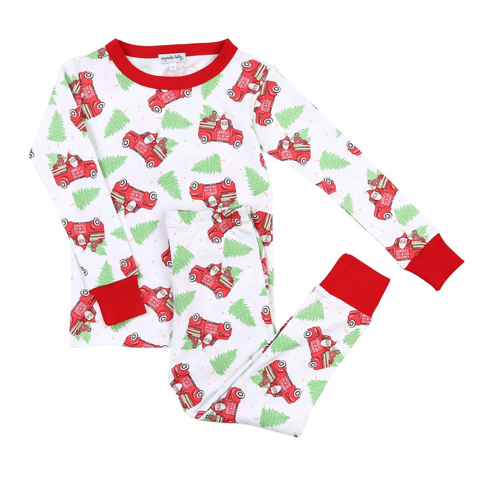 Magnolia Baby Boys Kringle's Tree Farm Red Long Pajamas