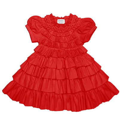 Lemon Loves Lime Layette Baby Girls True Red Ruffles Jane Dress