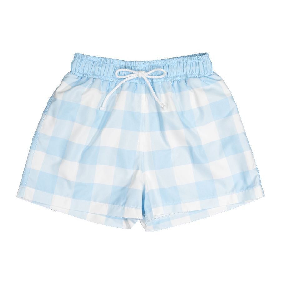 Sal & Pimenta Boys Swim Trunks - Buffalo Check - Blue