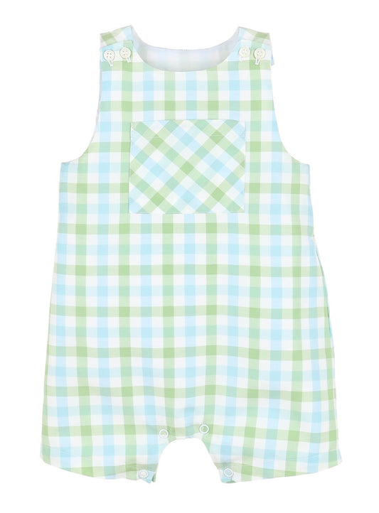Sophie & Lucas Boys Blue & Green Plaid Pocket Jon Jon