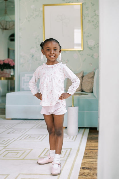 Proper Peony Pima Girls Pink Ballerinas Bloomers Set