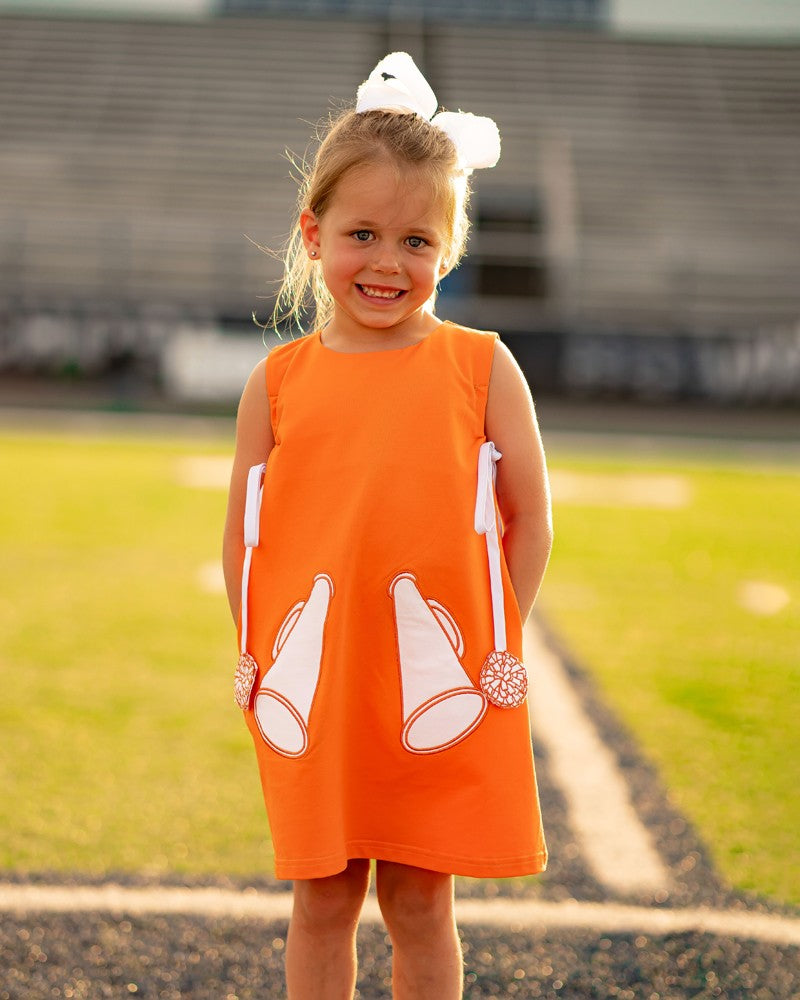 Yellow Lamb Girls Game Day Jumper Cheer Dress - Orange