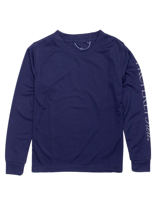 Properly Tied Boys Tidal Rash Guard Shirt - Logo Sleeve - Navy Blue by Properly Tied