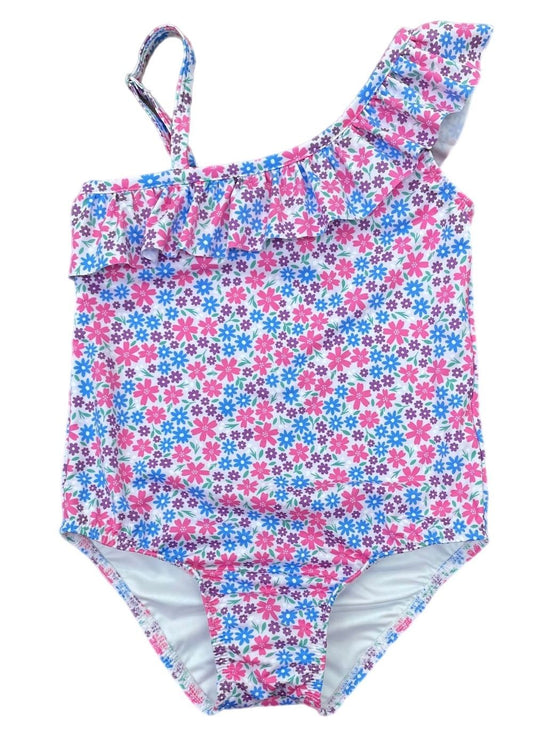 James & Lottie Be Elizabeth Girls Lavender Floral One Shoulder Swimsuit by James & Lottie