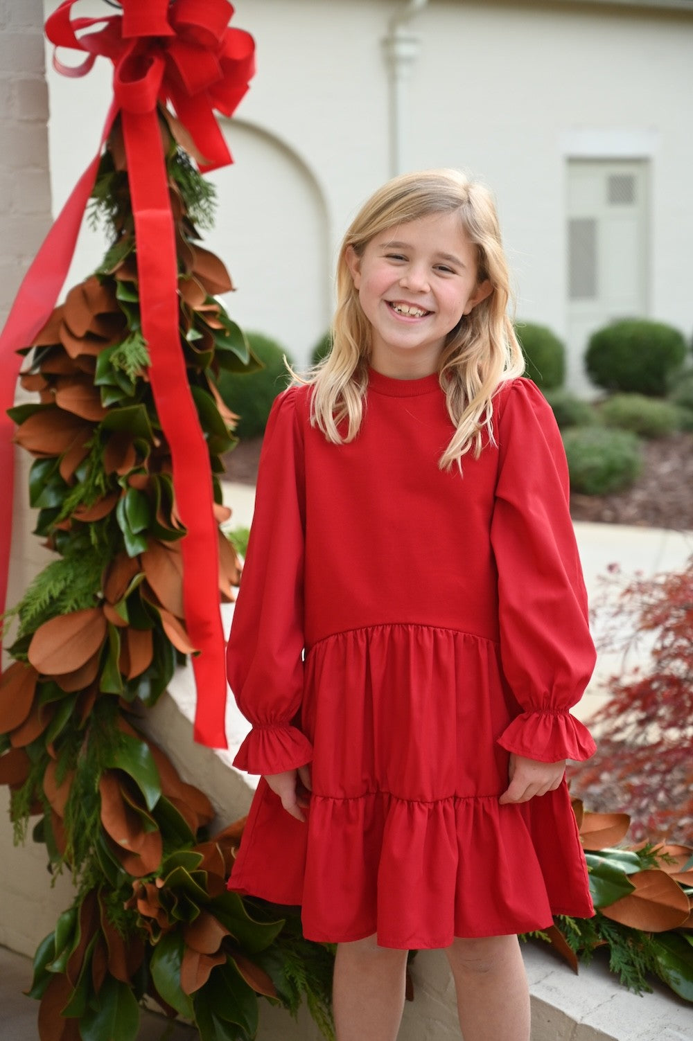 pleat Collection Girls Dress - Cece - Red