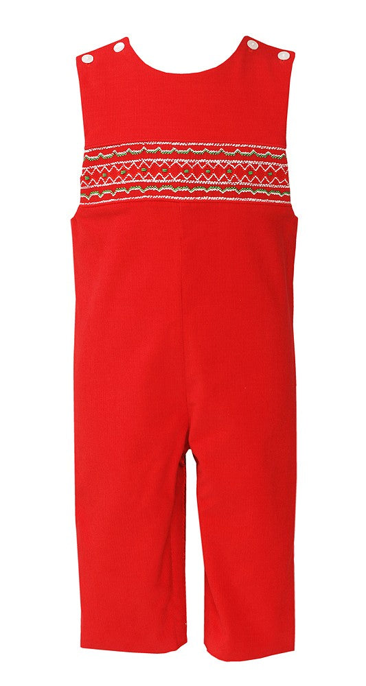 Petit Bebe Baby / Toddler Boys Red Corduroy Smocked Christmas Longall